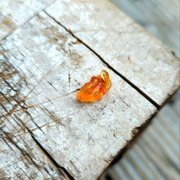 Little 18k Gold Mexican Fire Opal Charm Pendant - Picture 1 of 7